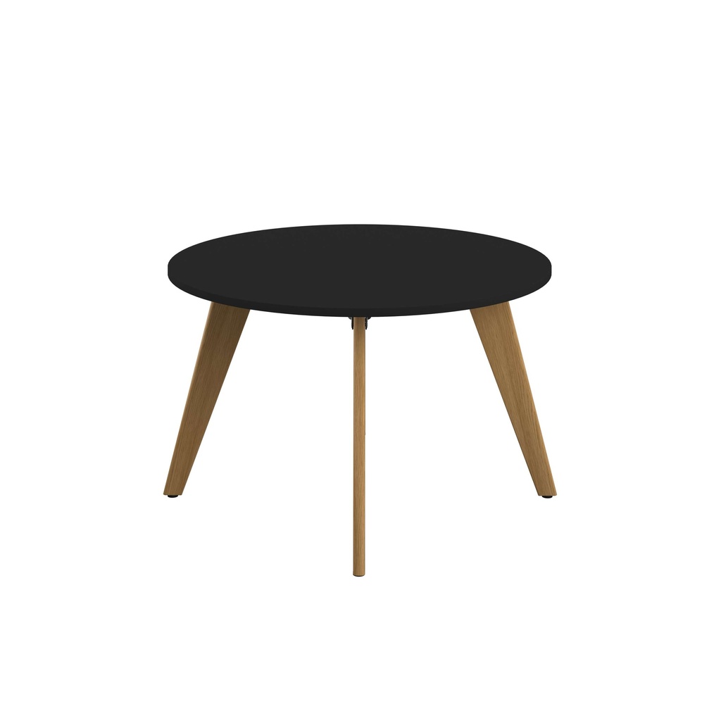 PLATEAU 1200 ROUND TABLE - BLACK WITH OAK LEGS