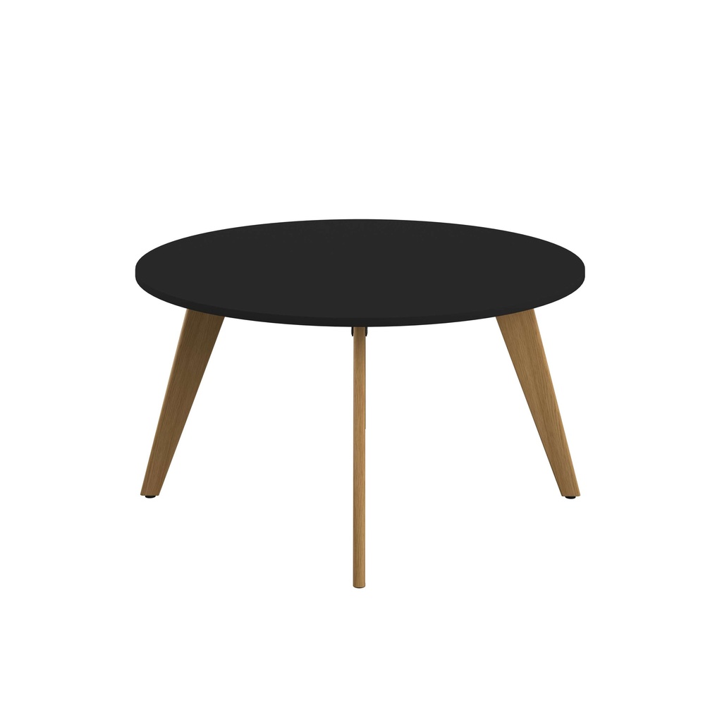 PLATEAU 1400 ROUND TABLE - BLACK WITH OAK LEGS