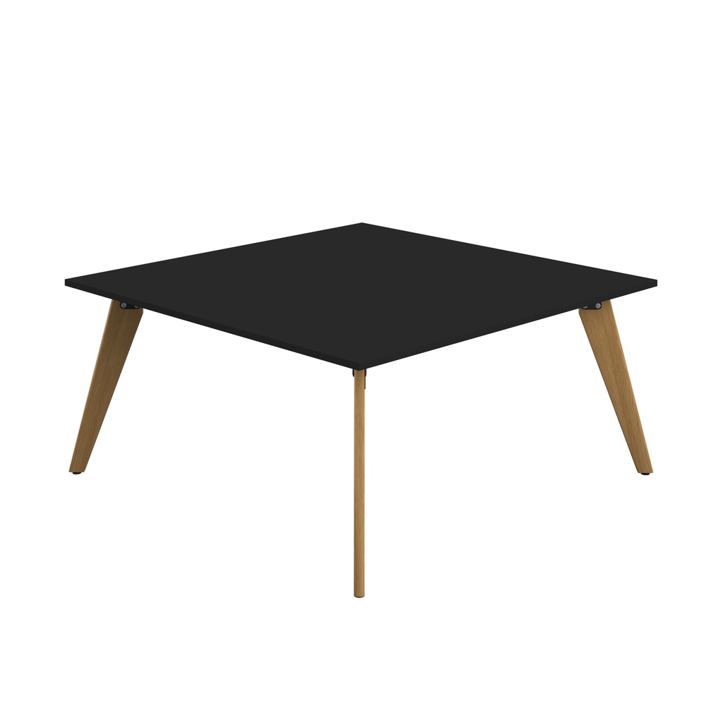 PLATEAU 1600 SQUARE TABLE - BLACK WITH OAK LEGS