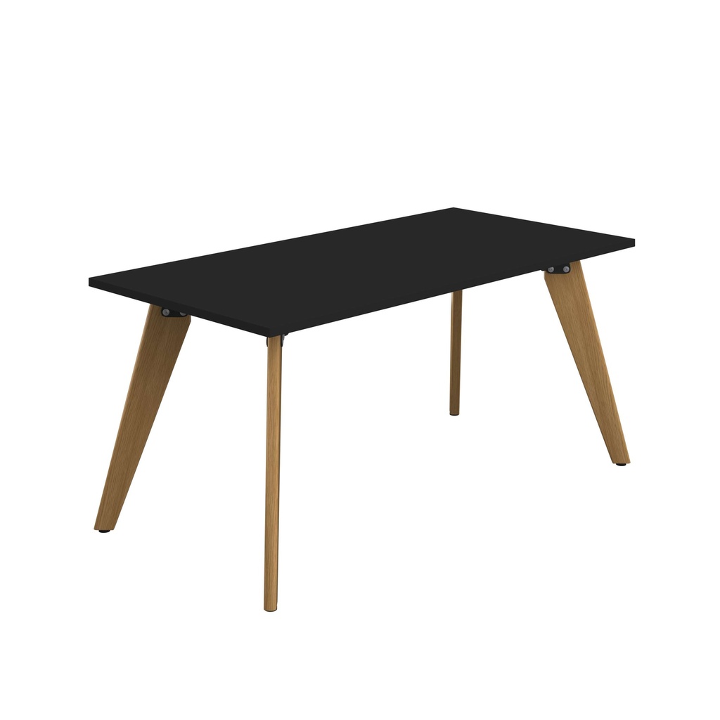 PLATEAU 1600 X 800 RECTANGULAR TABLE - BLACK WITH OAK LEGS