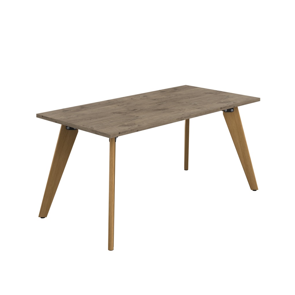 PLATEAU 1600 X 800 RECTANGULAR TABLE - GREY NEBRASKA OAK WITH OAK LEGS