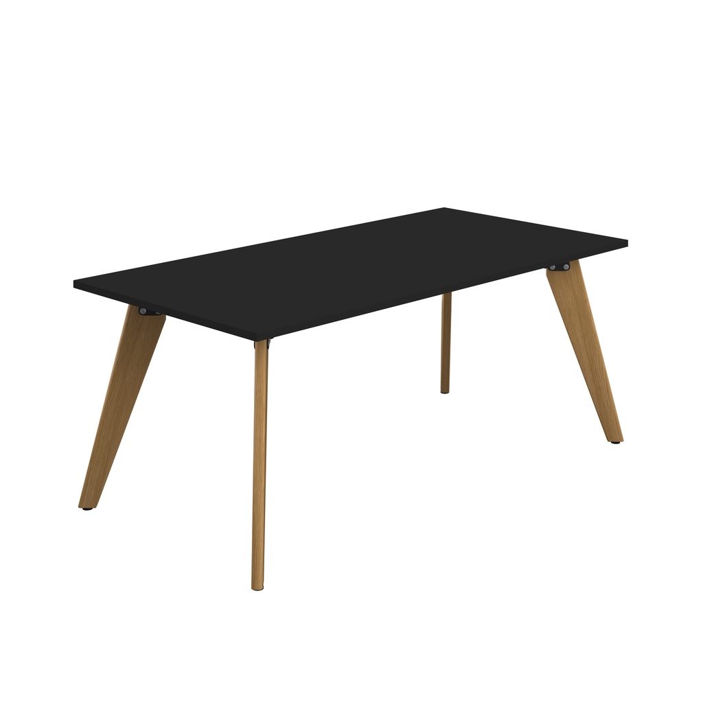 PLATEAU 1800 X 900 RECTANGULAR TABLE - BLACK WITH OAK LEGS