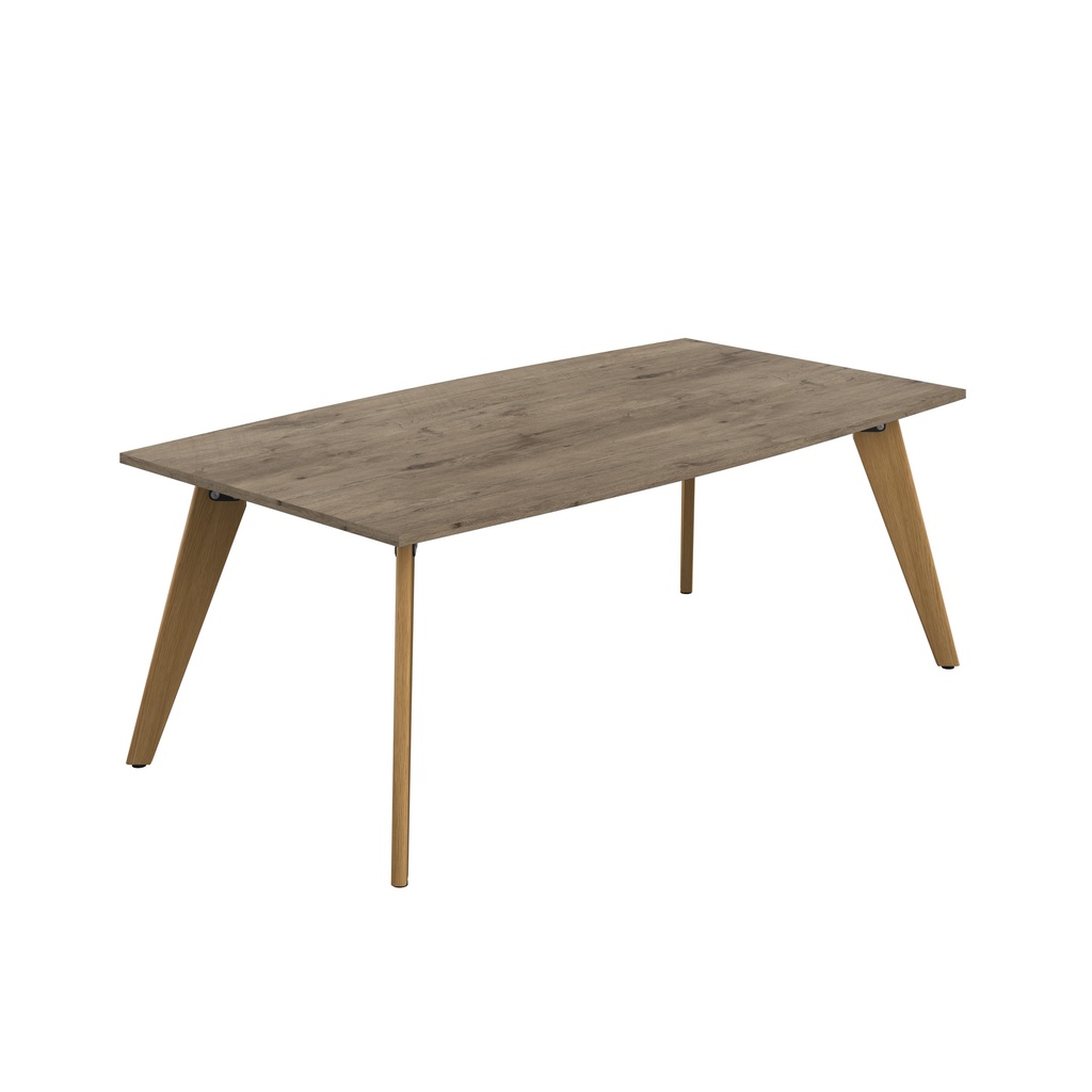 PLATEAU 2000 X 1000 BARREL TABLE - GREY NEBRASKA OAK WITH OAK LEGS