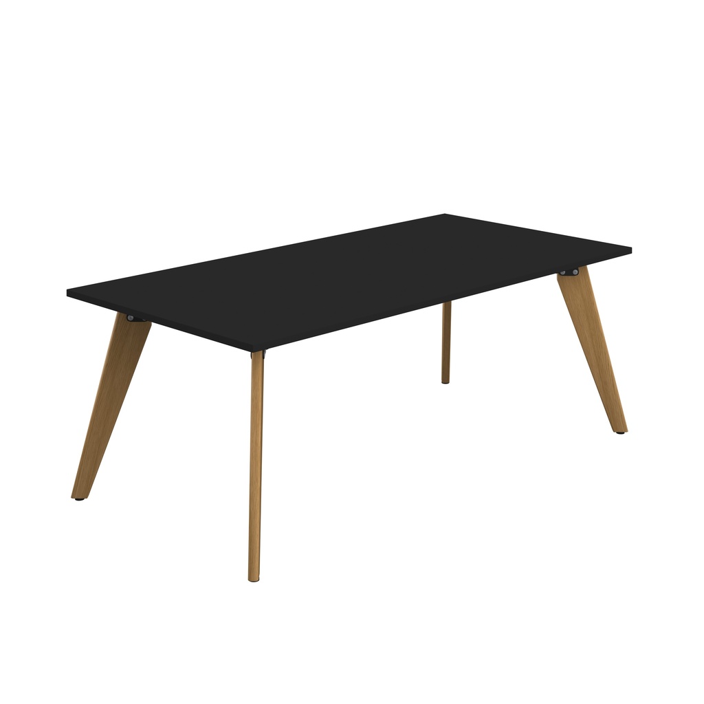 PLATEAU 2000 X 1000 RECTANGULAR TABLE - BLACK WITH OAK LEGS