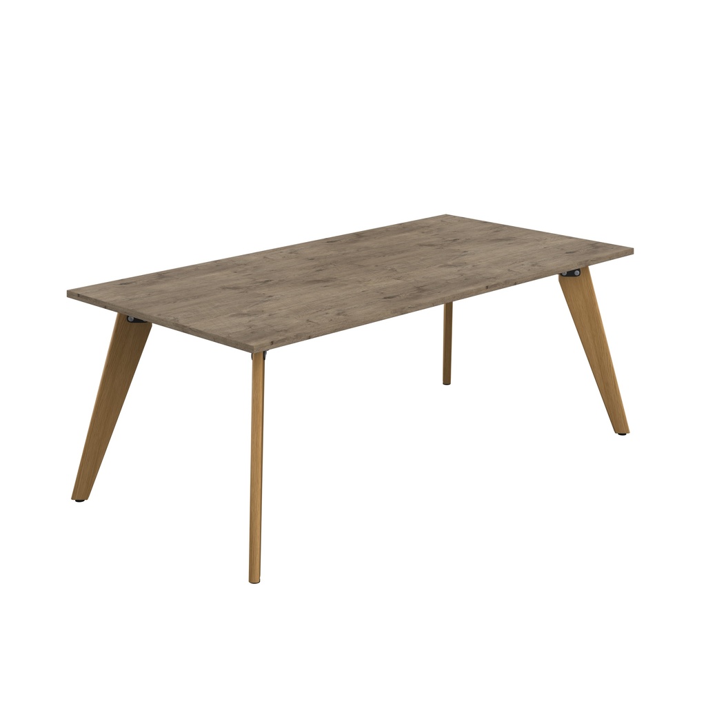 PLATEAU 2000 X 1000 RECTANGULAR TABLE - GREY NEBRASKA OAK WITH OAK LEGS