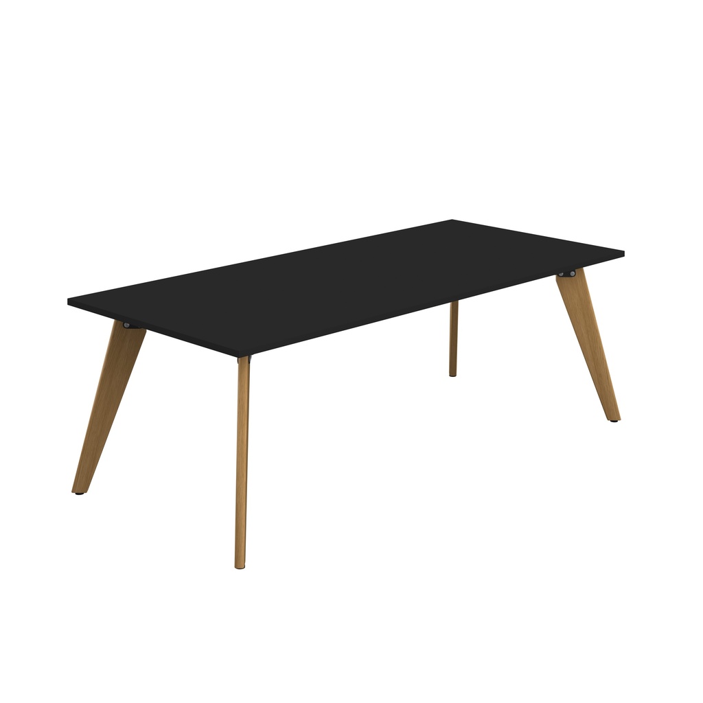PLATEAU 2200 X 1000 RECTANGULAR TABLE - BLACK WITH OAK LEGS