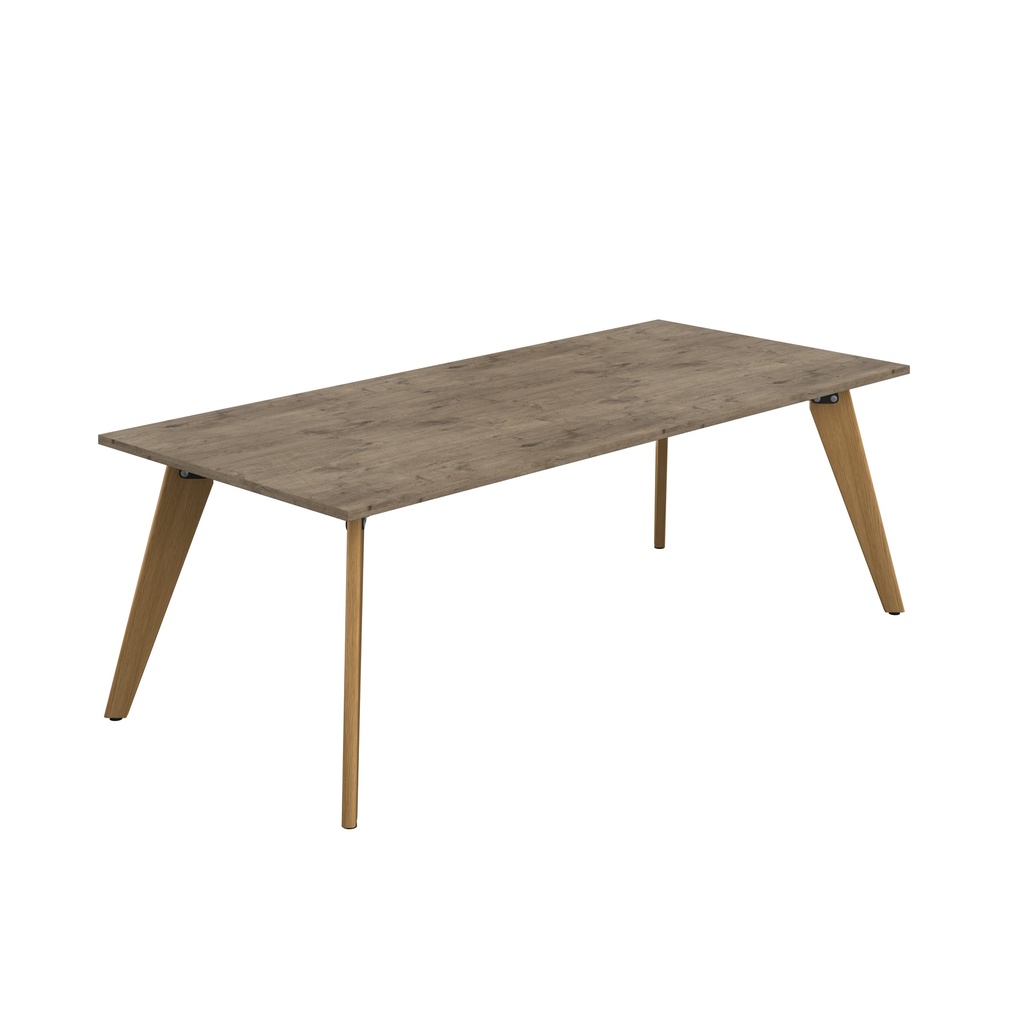 PLATEAU 2200 X 1000 RECTANGULAR TABLE - GREY NEBRASKA OAK WITH OAK LEGS