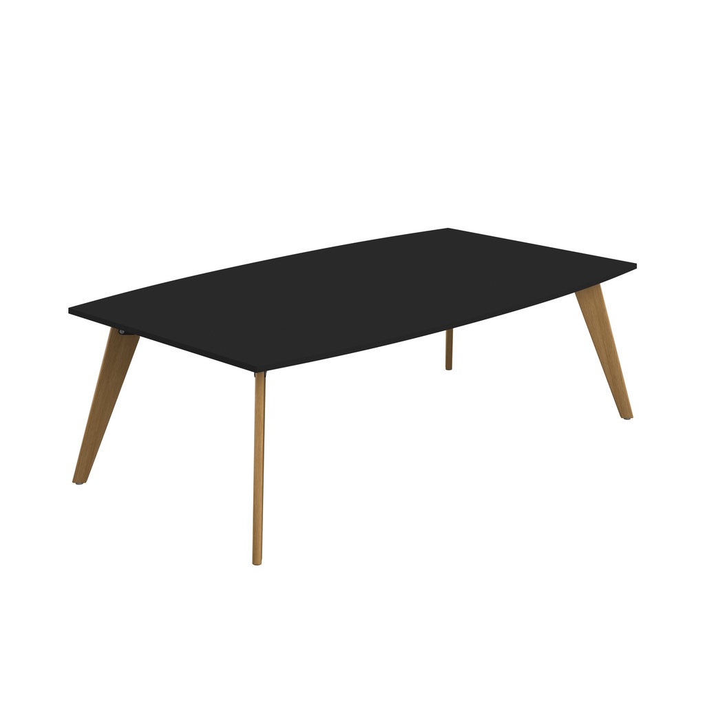 PLATEAU 2400 X 1200 BARREL TABLE - BLACK WITH OAK LEGS
