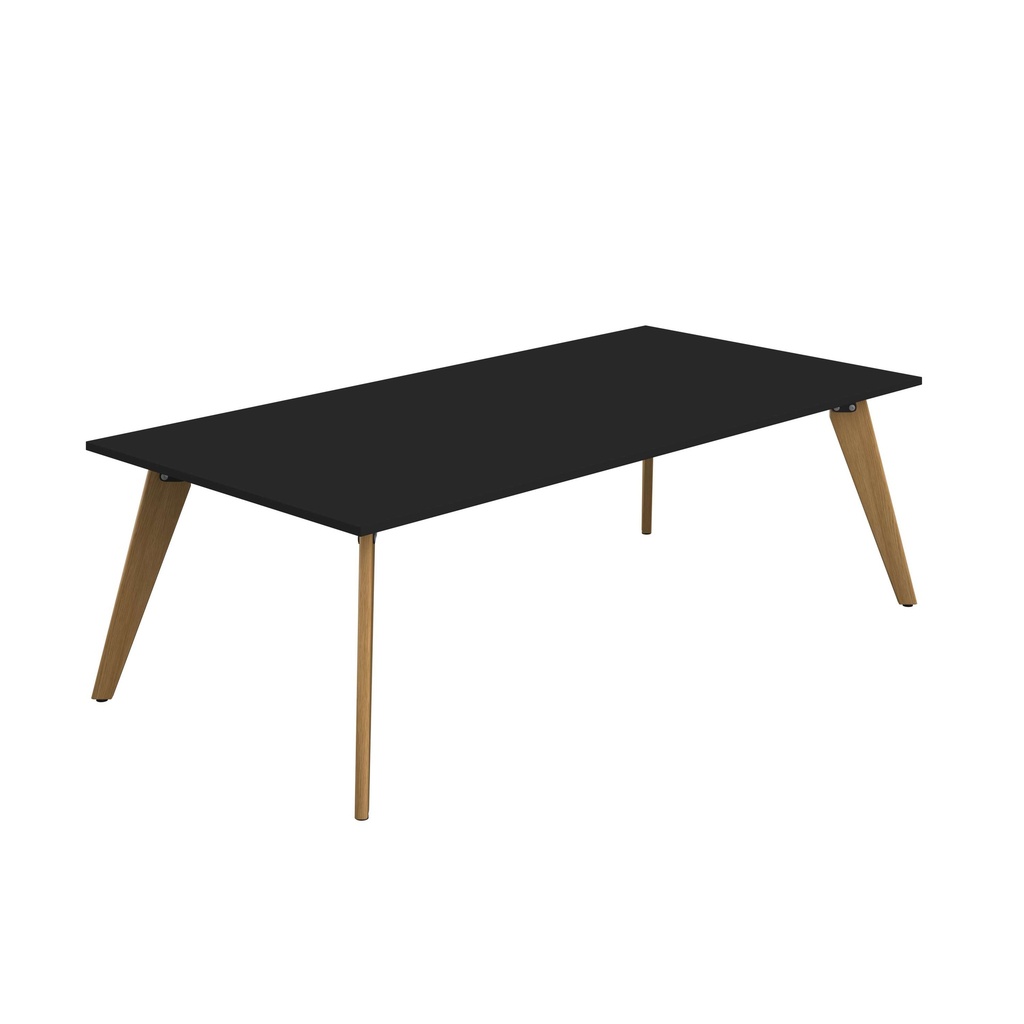 PLATEAU 2400 X 1200 RECTANGULAR TABLE - BLACK WITH OAK LEGS
