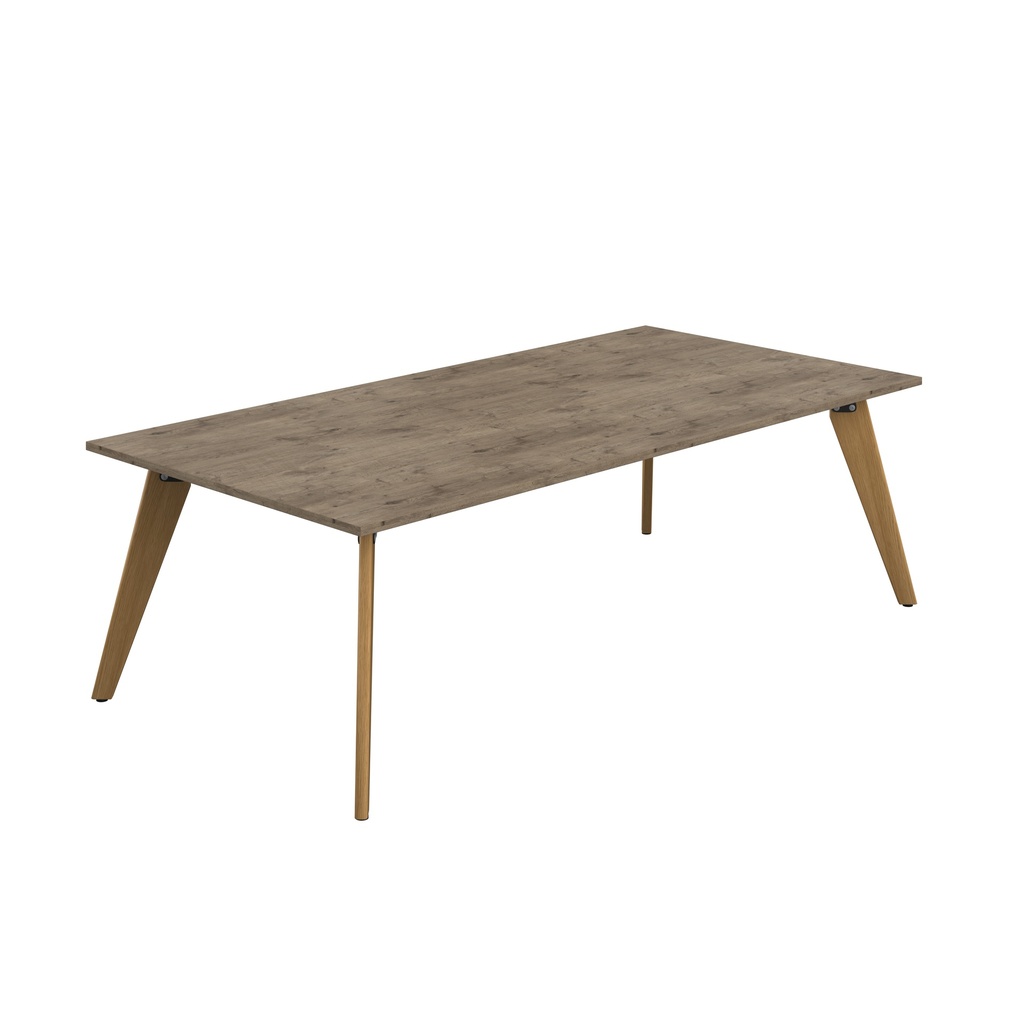 PLATEAU 2400 X 1200 RECTANGULAR TABLE - GREY NEBRASKA OAK WITH OAK LEGS