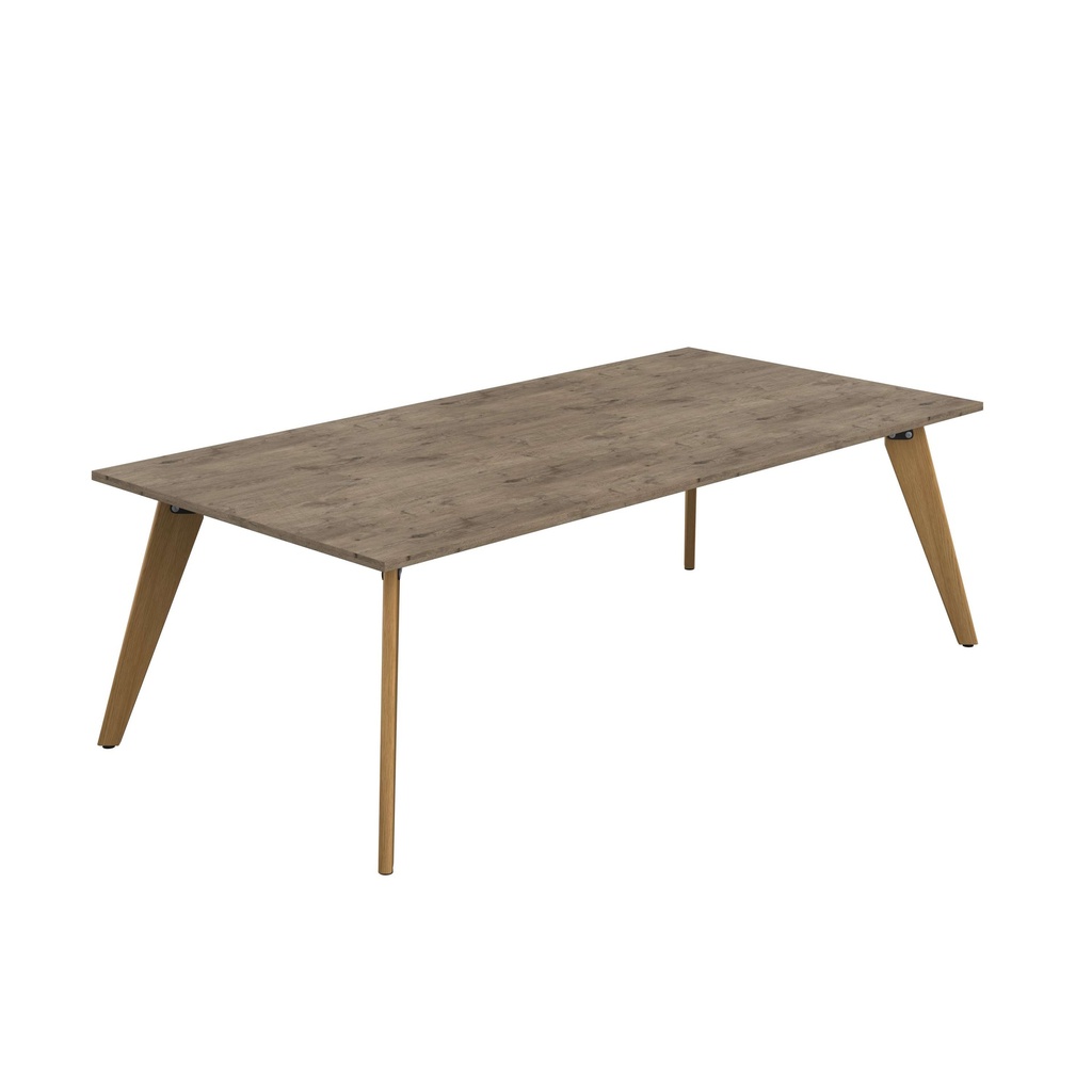 PLATEAU 2400 X 1200 RECTANGULAR TABLE - GREY NEBRASKA OAK WITH OAK LEGS