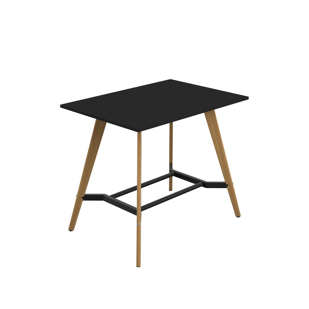 PLATEAU POSEUR 1400 X 1000 RECTANGULAR TABLE - BLACK WITH OAK LEGS