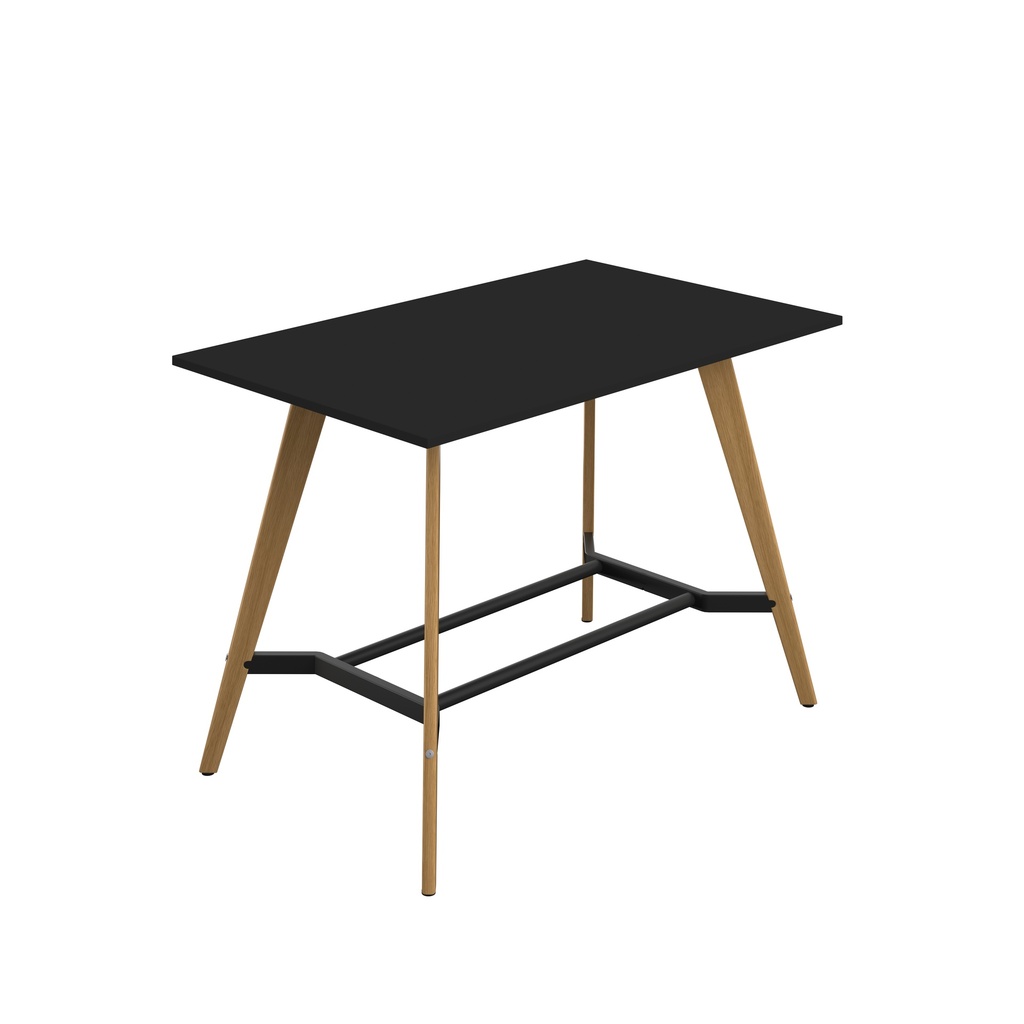 PLATEAU POSEUR 1600 X 1000 RECTANGULAR TABLE - BLACK WITH OAK LEGS