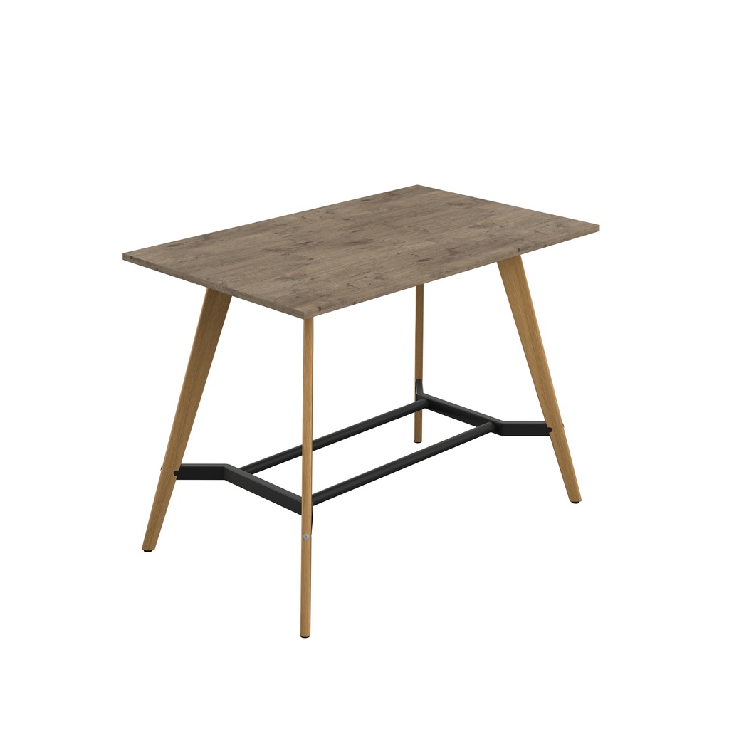 PLATEAU POSEUR 1600 X 1000 RECTANGULAR TABLE - GREY NEBRASKA OAK WITH OAK LEGS
