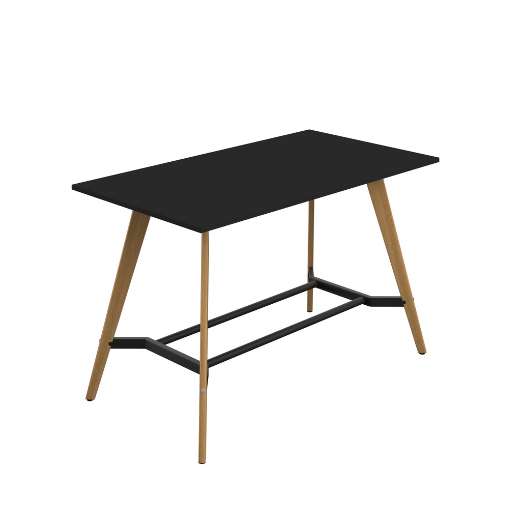 PLATEAU POSEUR 1800 X 1000 RECTANGULAR TABLE - BLACK WITH OAK LEGS