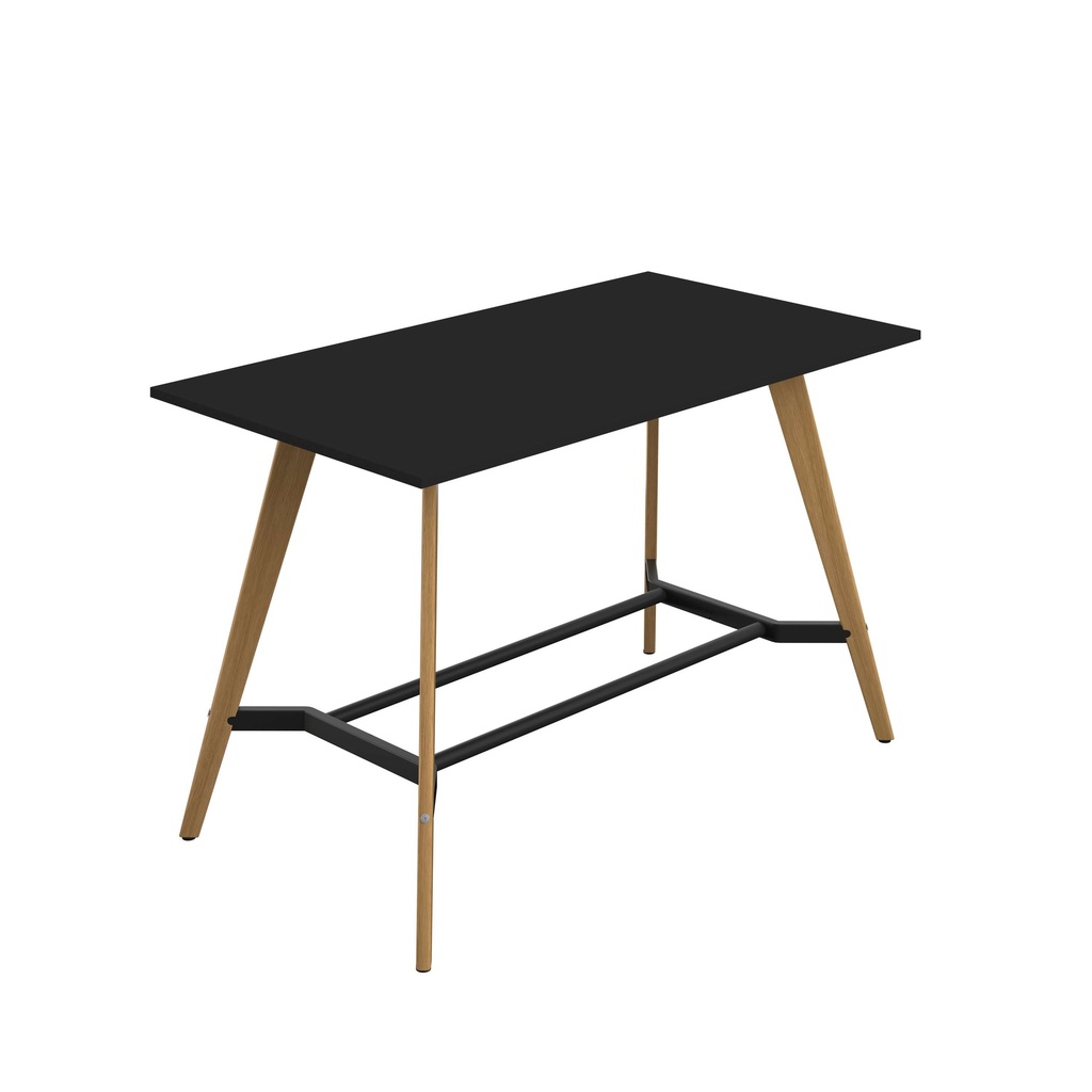 PLATEAU POSEUR 1800 X 1000 RECTANGULAR TABLE - BLACK WITH OAK LEGS