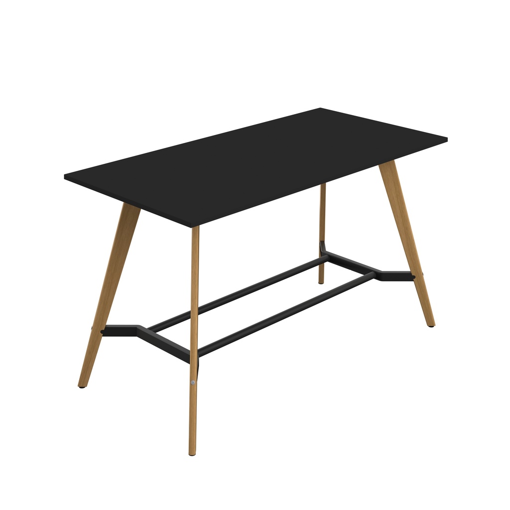 PLATEAU POSEUR 2000 X 1000 RECTANGULAR TABLE - BLACK WITH OAK LEGS
