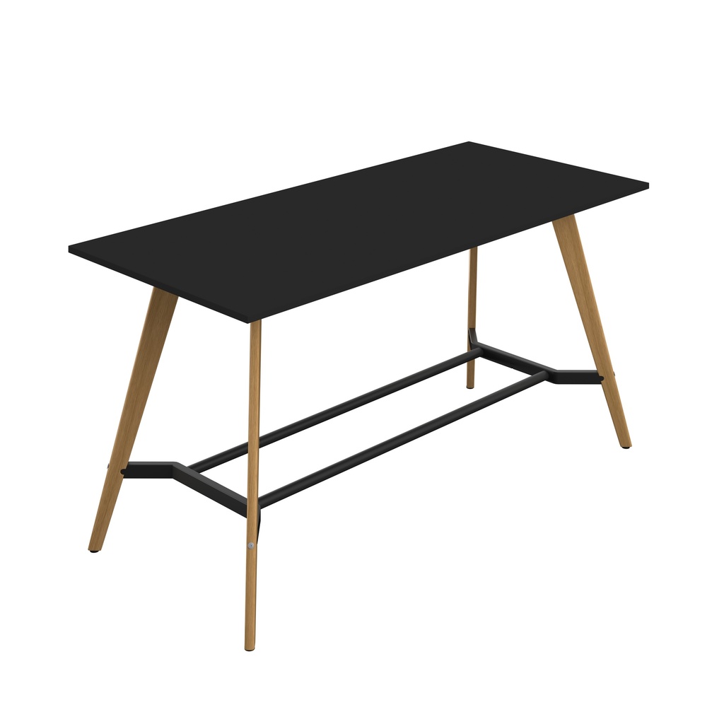 PLATEAU POSEUR 2200 X 1000 RECTANGULAR TABLE - BLACK WITH OAK LEGS