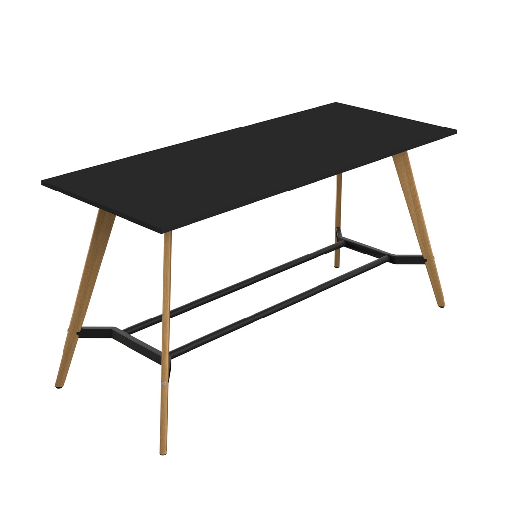 PLATEAU POSEUR 2400 X 1000 RECTANGULAR TABLE - BLACK WITH OAK LEGS