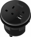 80Mm In-Desk Power Module 1X240V Uk Socket 30W Usb-C 27WUsb-A Black Housing Black Bezel Black Veneer (With Additional Usb-CKeystone Blank - Keystone NotSupplied)