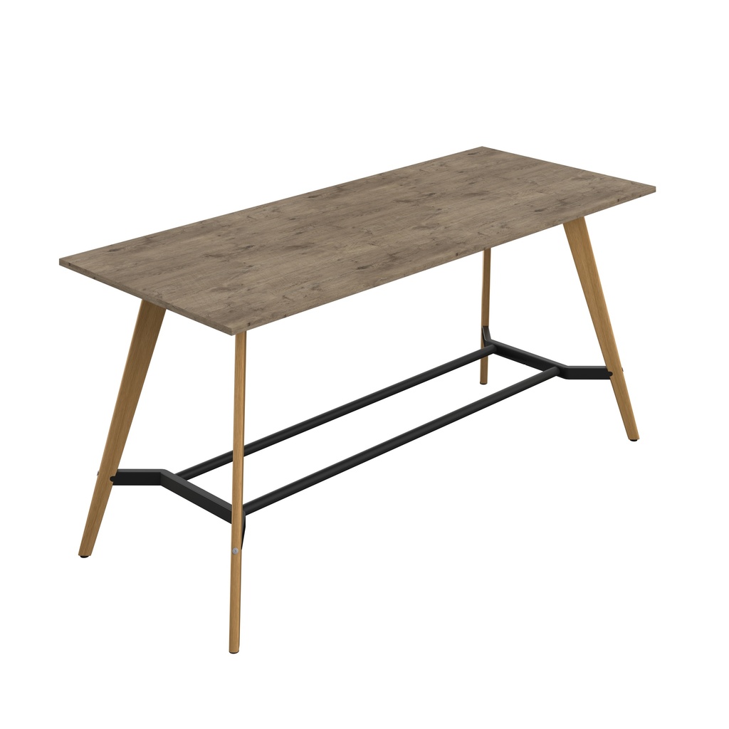 PLATEAU POSEUR 2400 X 1000 RECTANGULAR TABLE - GREY NEBRASKA OAK WITH OAK LEGS
