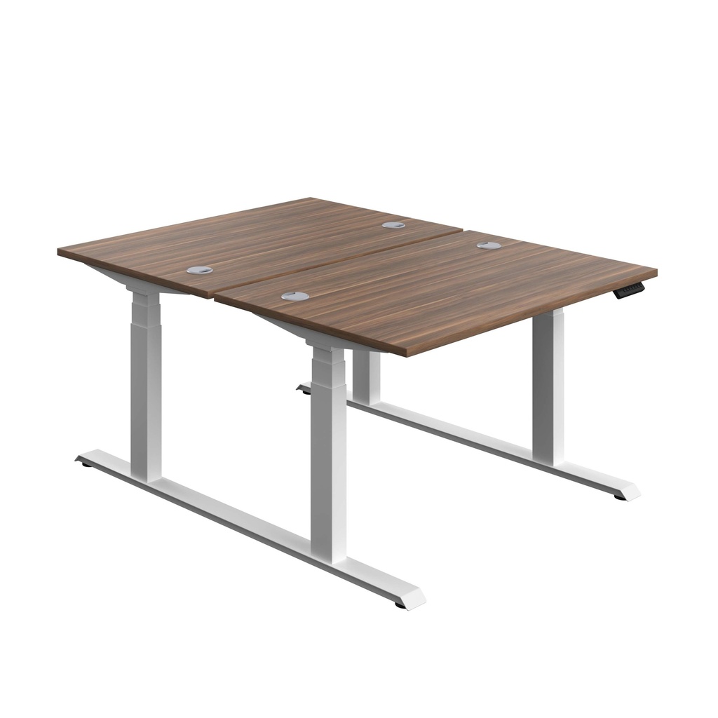 Economy Back To Back Sit Stand Desk (FSC) | 1200 X 800 | Dark Walnut/White | 