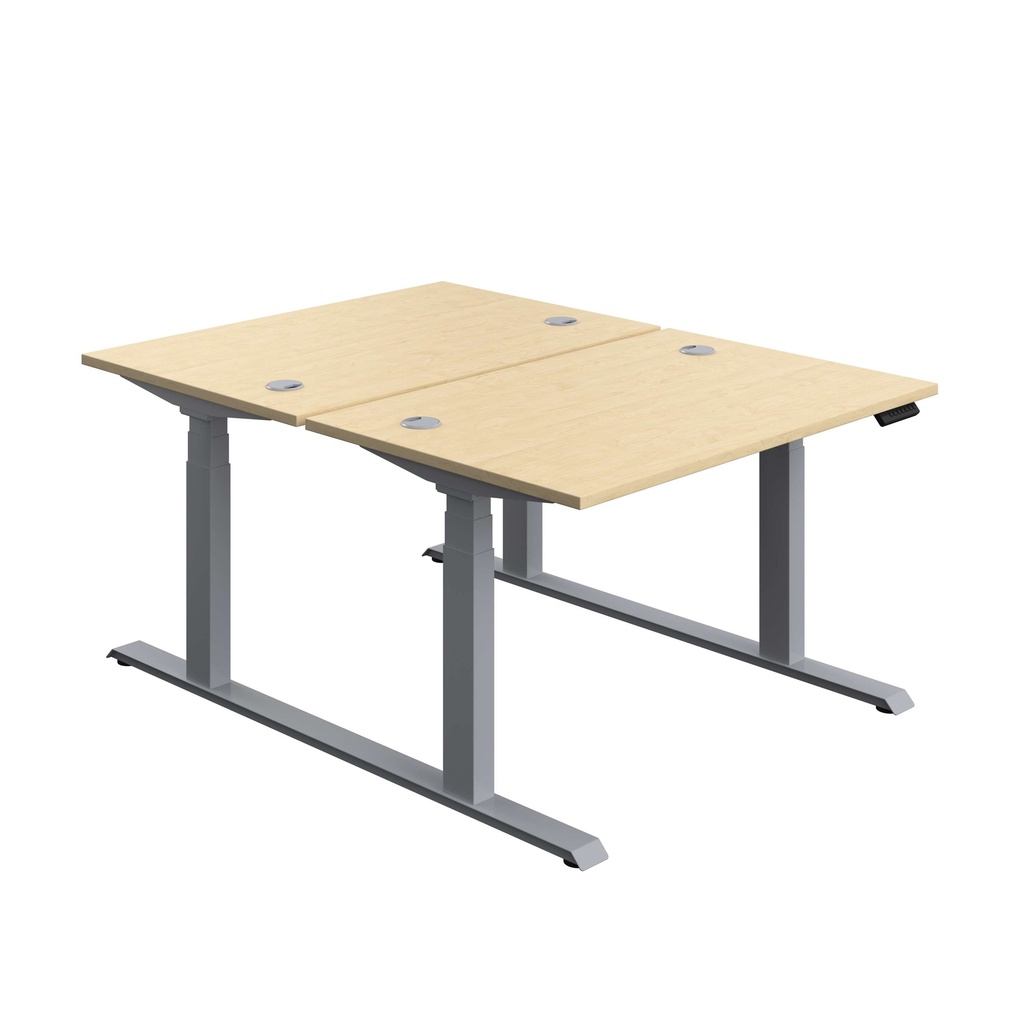 Economy Back To Back Sit Stand Desk (FSC) | 1200 X 800 | Maple/Silver | 
