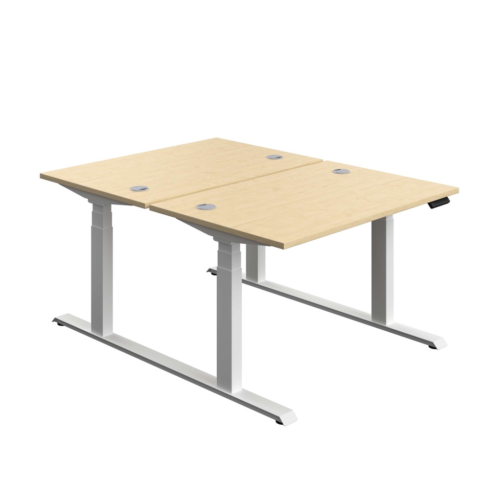 Economy Back To Back Sit Stand Desk (FSC) | 1200 X 800 | Maple/White | 