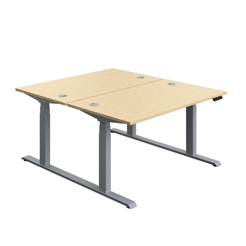 Economy Back To Back Sit Stand Desk (FSC) | 1400 X 800 | Maple/Silver | 