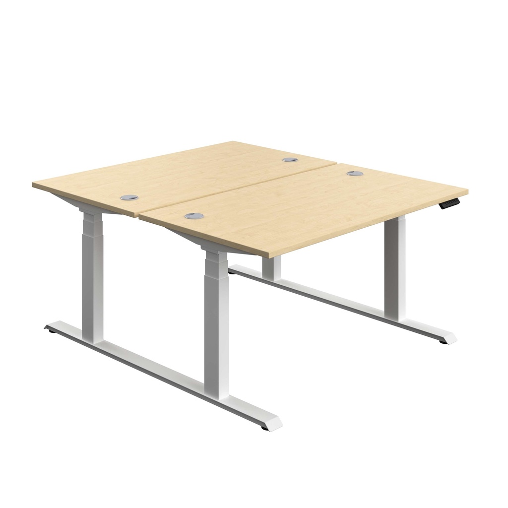 Economy Back To Back Sit Stand Desk (FSC) | 1400 X 800 | Maple/White | 