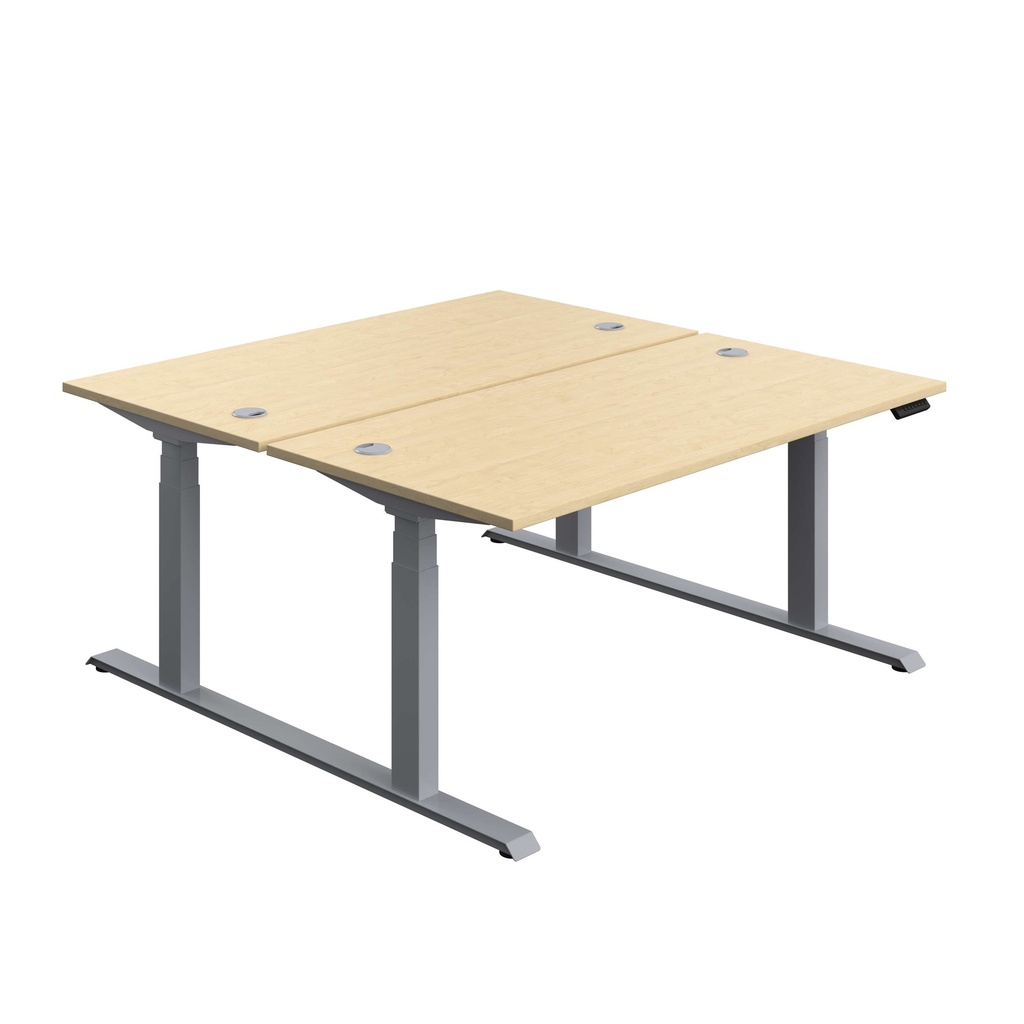 Economy Back To Back Sit Stand Desk (FSC) | 1600 X 800 | Maple/Silver | 
