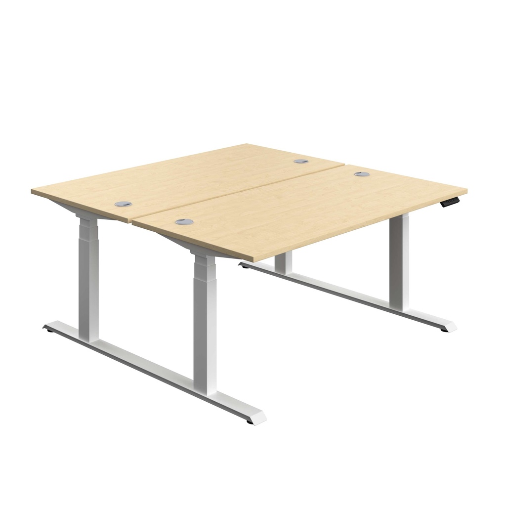 Economy Back To Back Sit Stand Desk (FSC) | 1600 X 800 | Maple/White | 