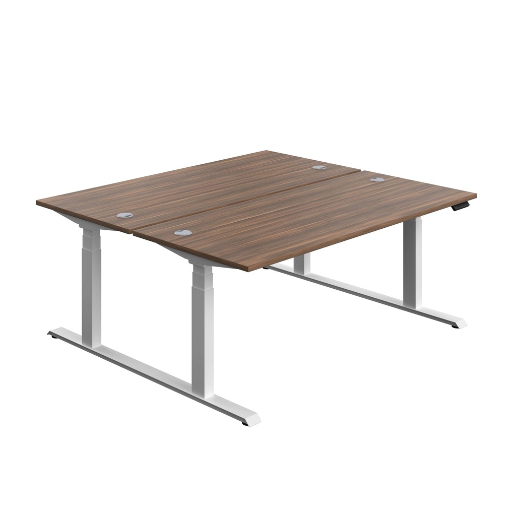 Economy Back To Back Sit Stand Desk (FSC) | 1800 X 800 | Dark Walnut/White | 