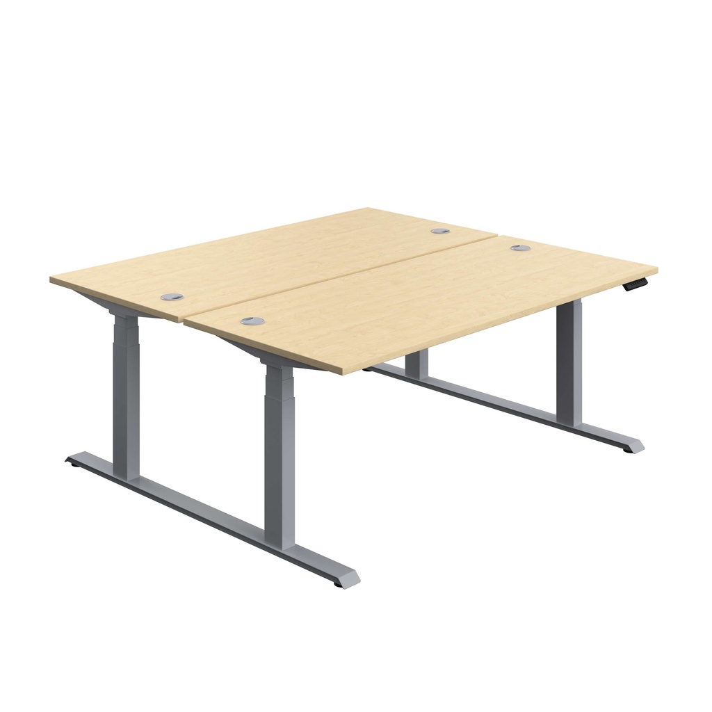 Economy Back To Back Sit Stand Desk (FSC) | 1800 X 800 | Maple/Silver | 