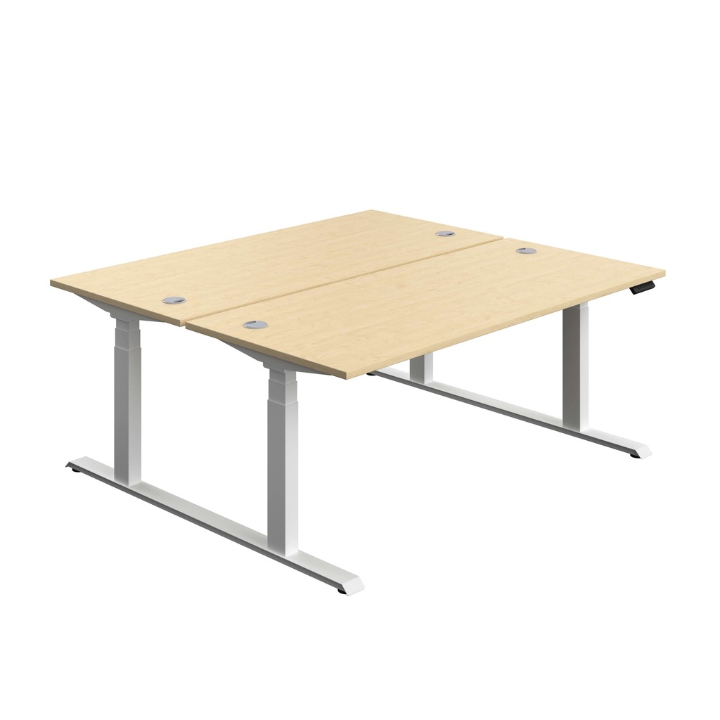 Economy Back To Back Sit Stand Desk (FSC) | 1800 X 800 | Maple/White | 