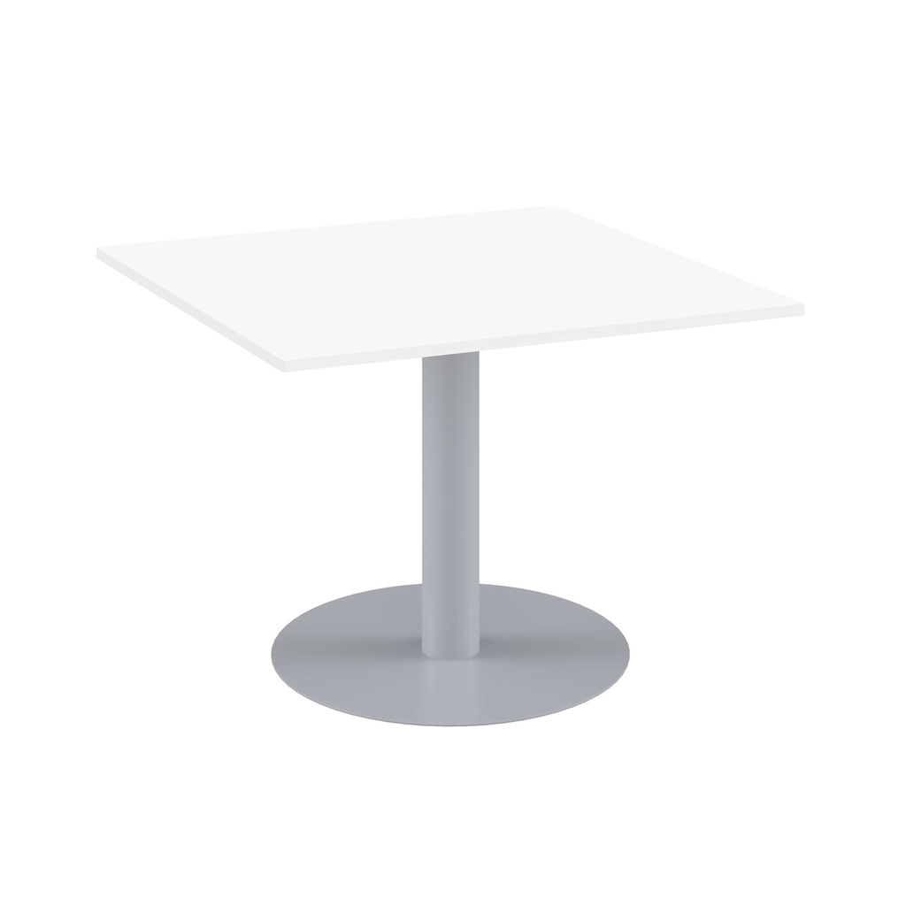 One Contract Meeting Table 1000 X 1000 Silver Base White Top
