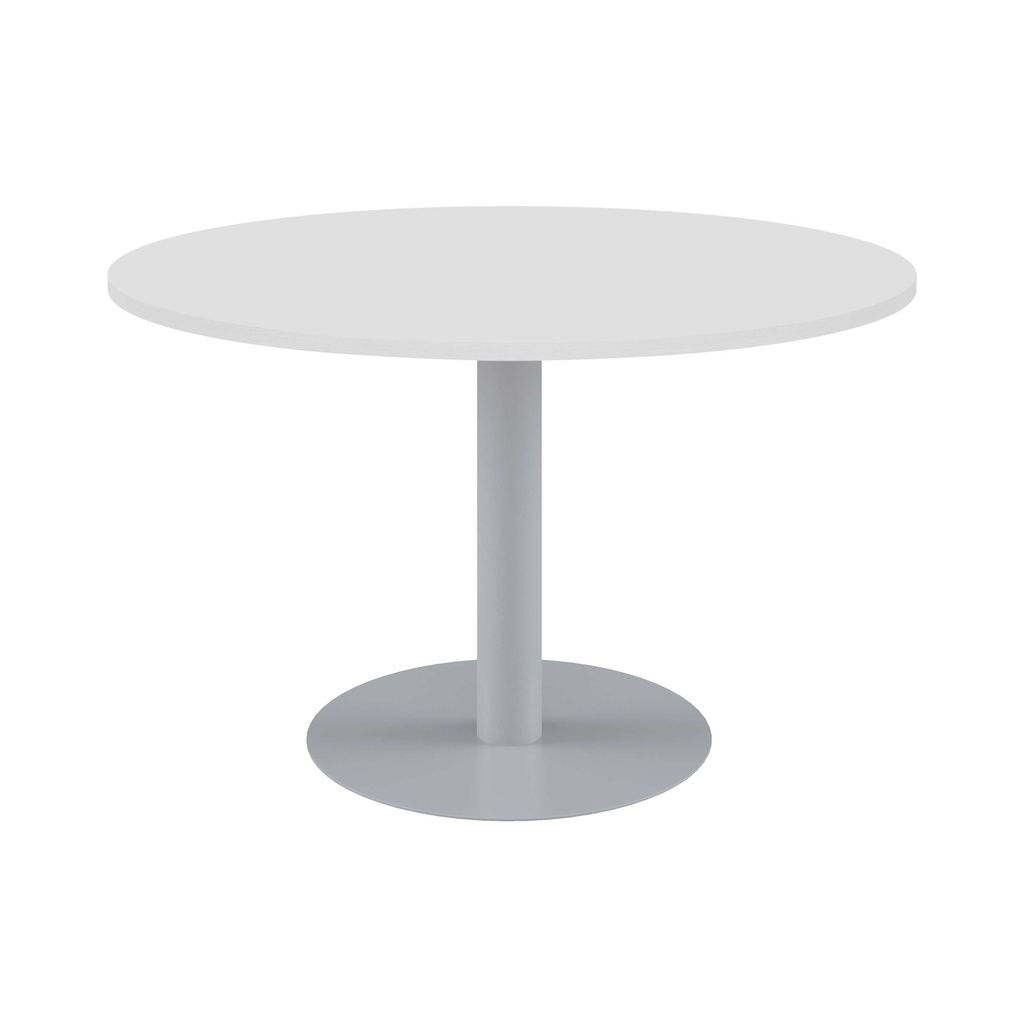 One Contract Meeting Table 1000 Diameter Silver Base White Top