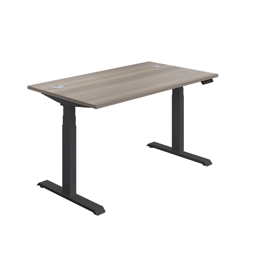 Economy Sit Stand Desk 1400 X 800 Grey Oak-Black (FSC)