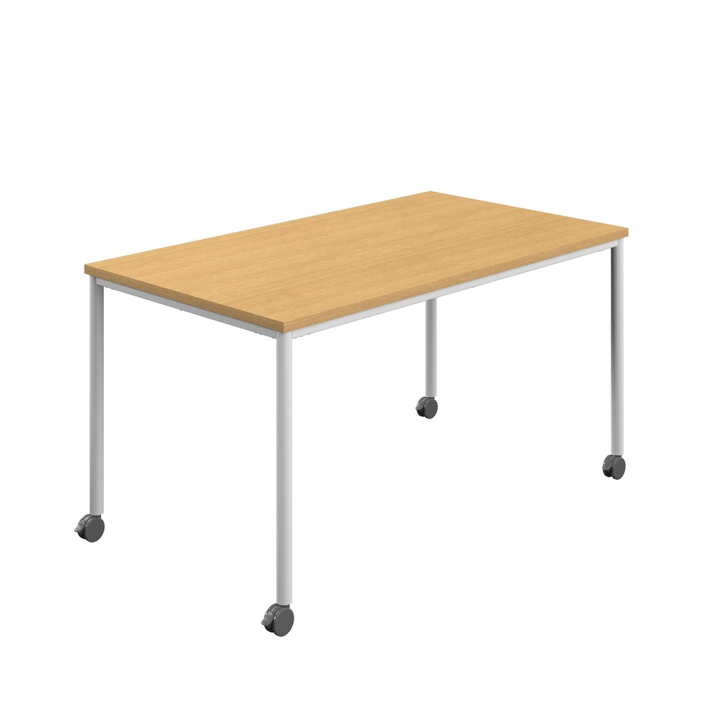 Titan Mobile Rectangular Table (FSC) | 1600 X 600 | White/Sorano Oak