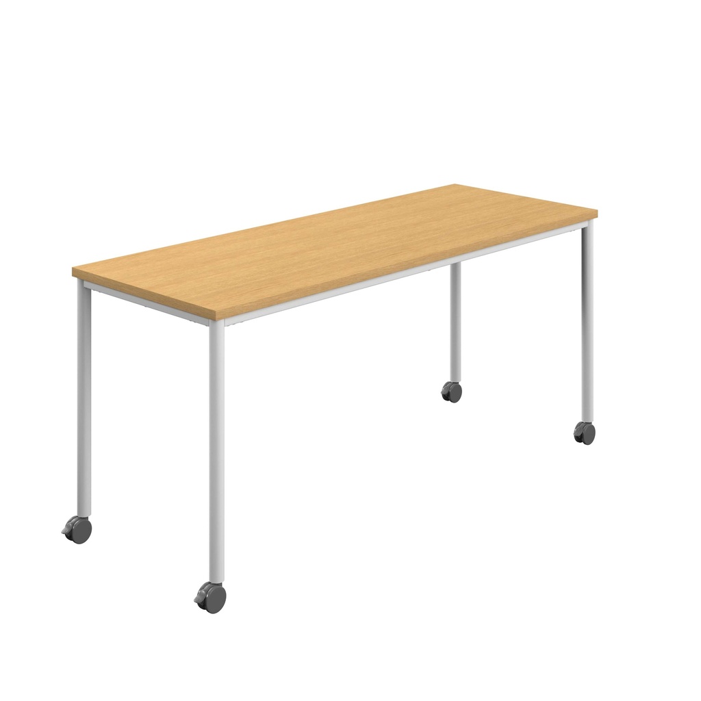 Titan Mobile Rectangular Table (FSC) | 1200 X 800 | White/Sorano Oak