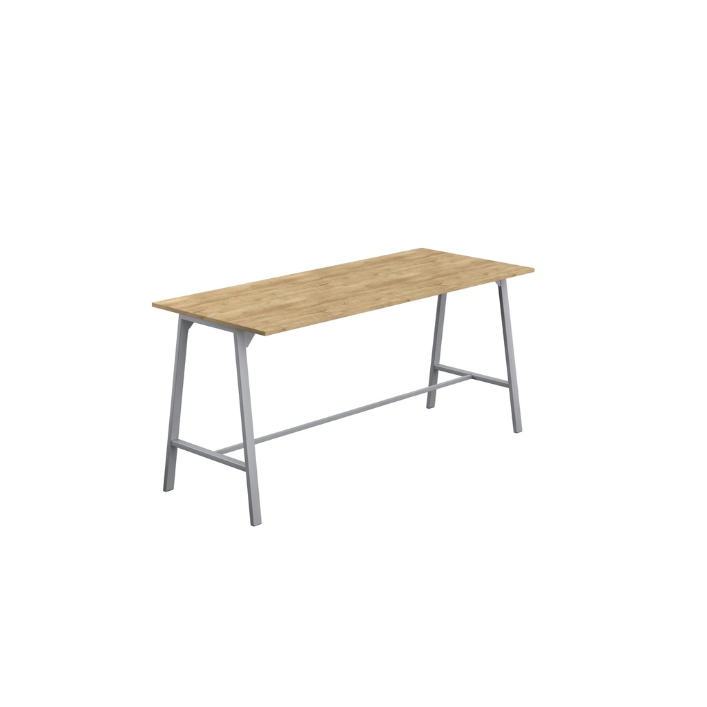 Titan High Maker Rectangular Table (FSC) | 1200 X 1000 | Silver/Natural Nebraska Oak