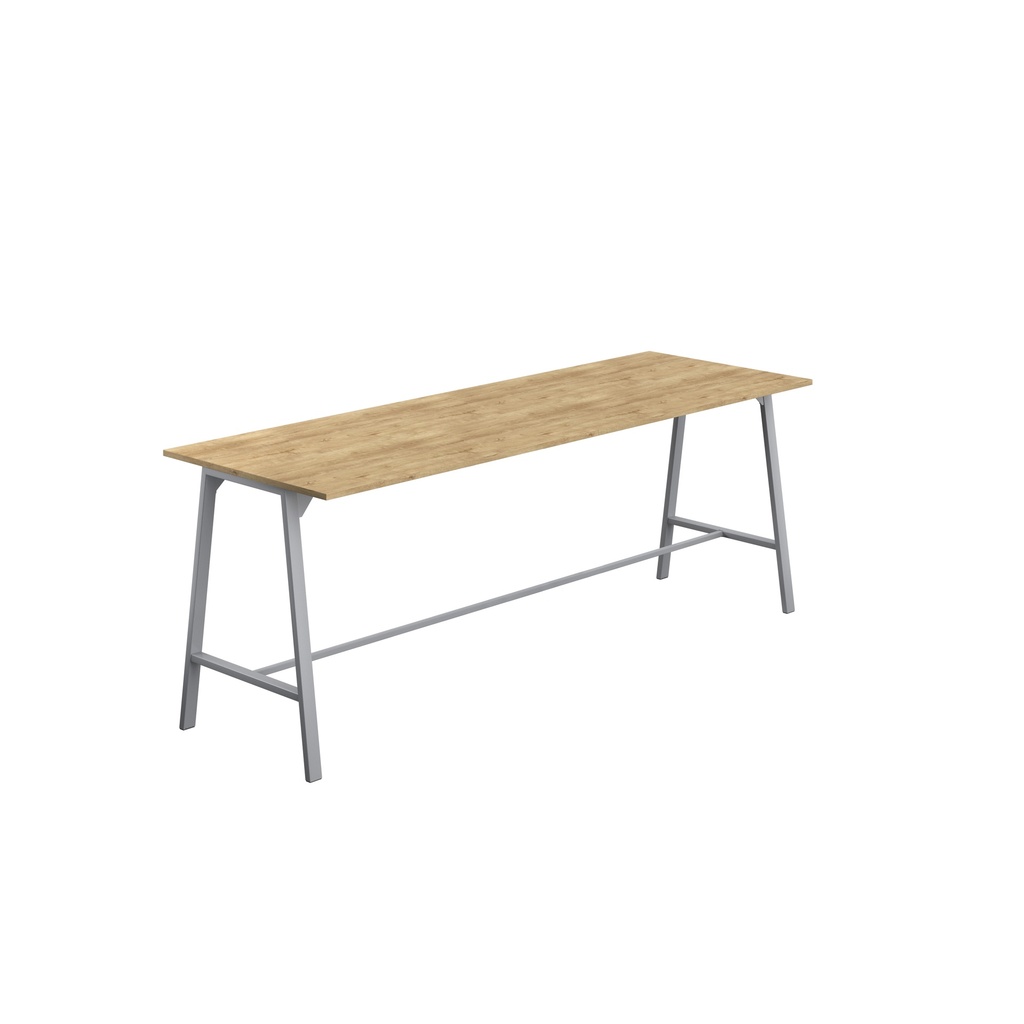 Titan High Maker Rectangular Table (FSC) | 1500 X 1000 | Silver/Natural Nebraska Oak