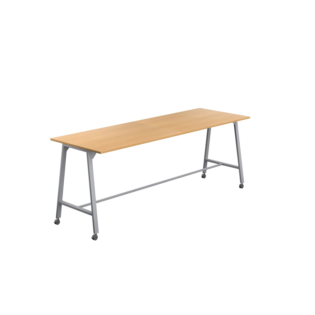 Titan Mobile High Maker Rectangular Table (FSC) | 1500 X 1000 | Silver/Ellmau Beech