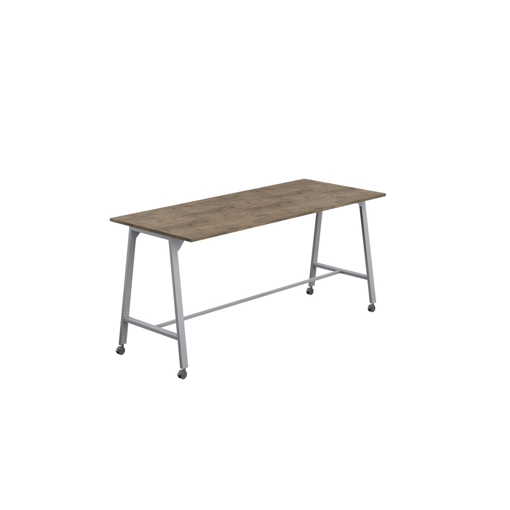 Titan Mobile High Maker Rectangular Table (FSC) | 1200 X 1000 | Silver/Grey Nebraska Oak
