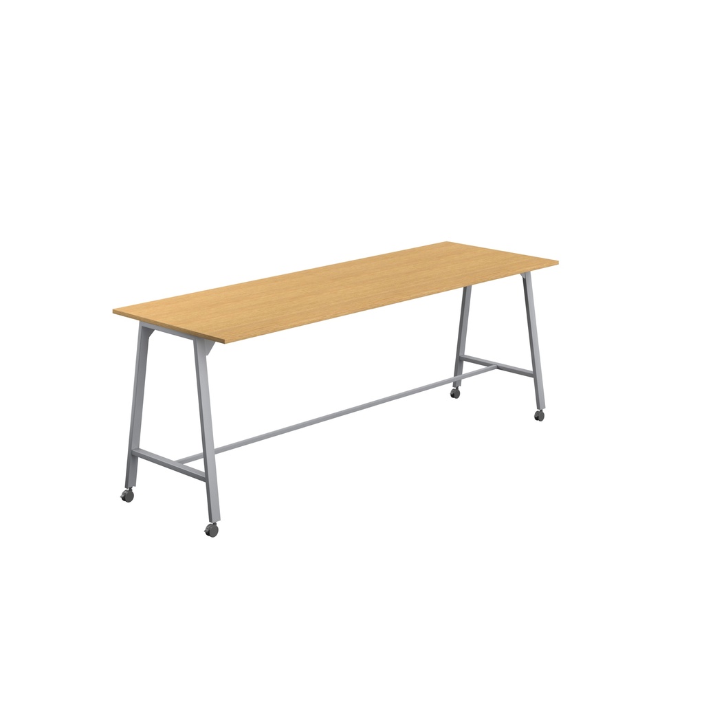 Titan Mobile High Maker Rectangular Table (FSC) | 1500 X 1000 | Silver/Sorano Oak