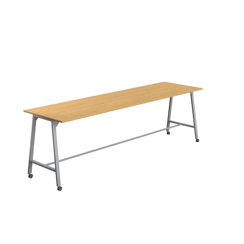 Titan Mobile High Maker Rectangular Table (FSC) | 1800 X 1000 | Silver/Sorano Oak