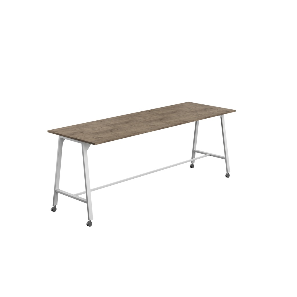 Titan Mobile High Maker Rectangular Table (FSC) | 1500 X 1000 | White/Grey Nebraska Oak