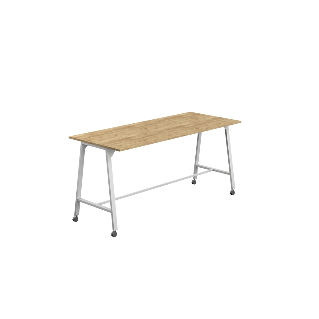 Titan Mobile High Maker Rectangular Table (FSC) | 1200 X 1000 | White/Natural Nebraska Oak