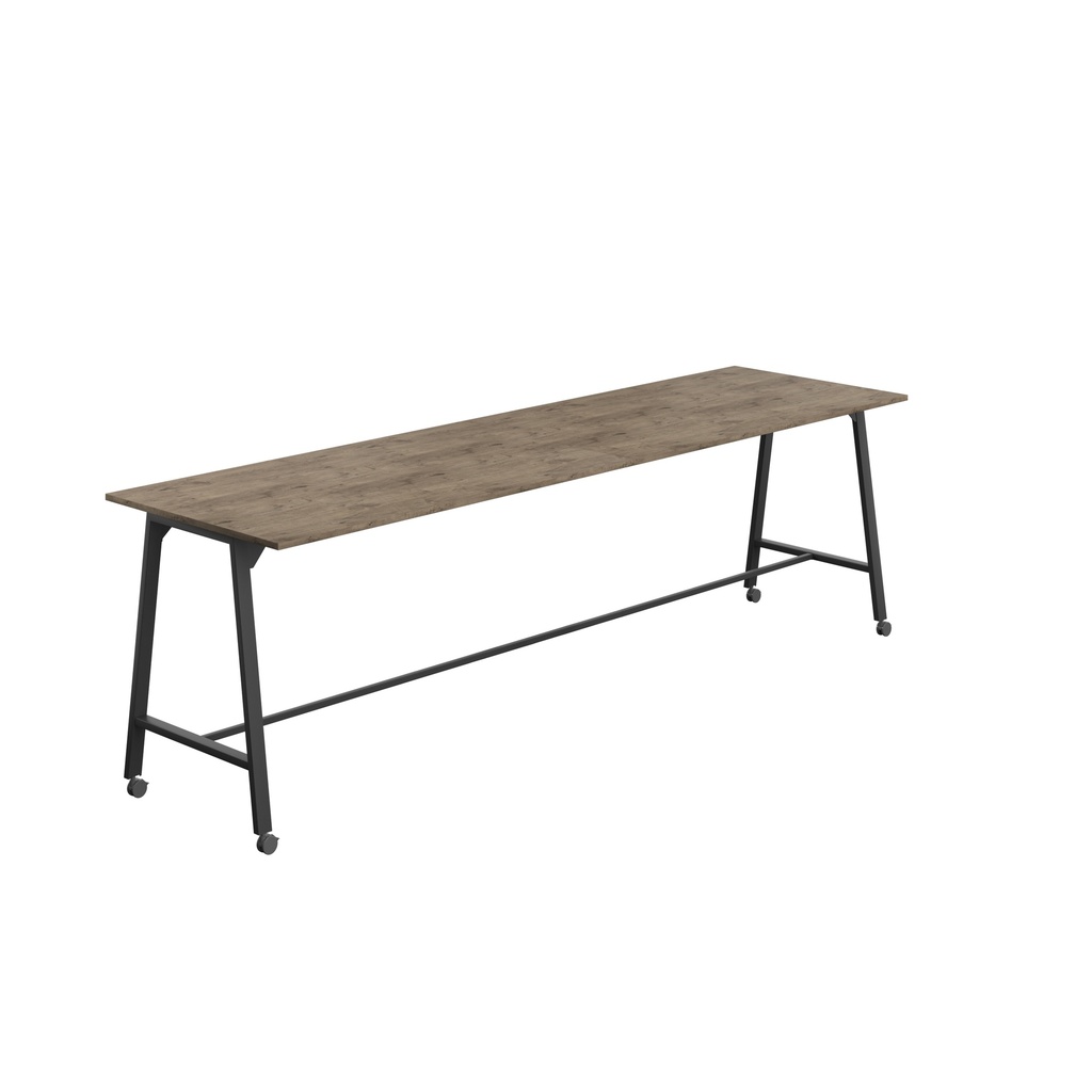 Titan Mobile High Maker Rectangular Table (FSC) | 1800 X 1000 | Black/Grey Nebraska Oak