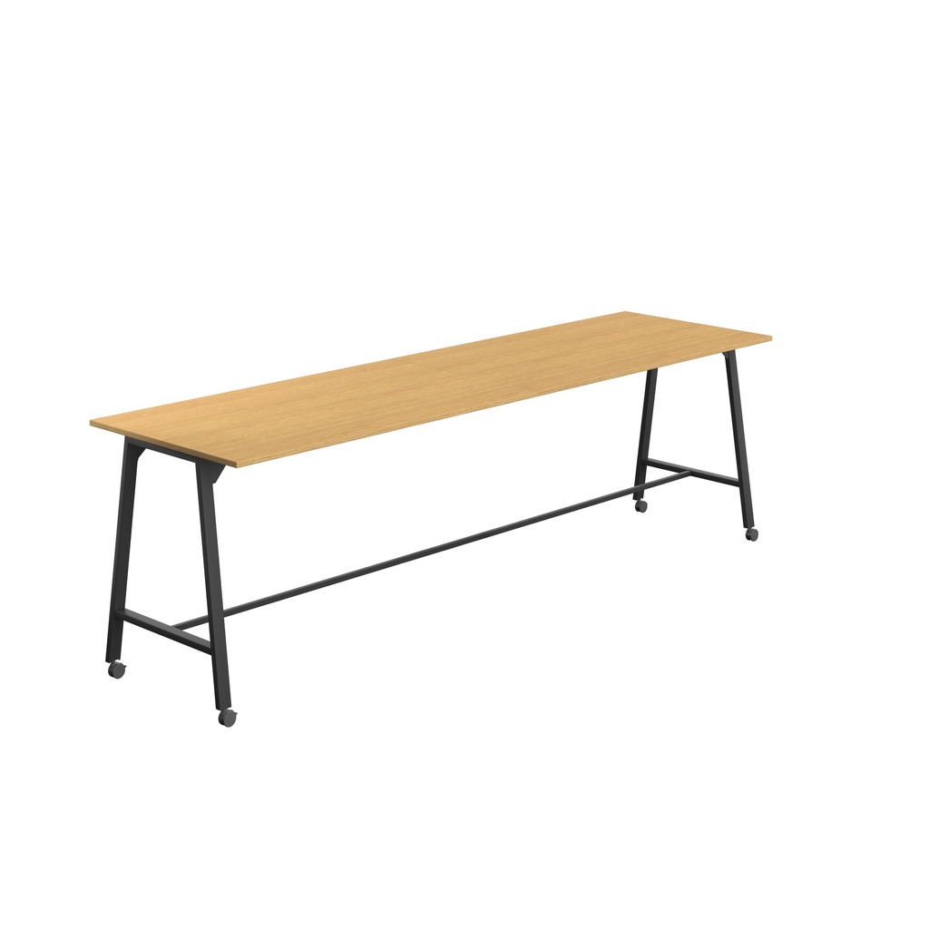 Titan Mobile High Maker Rectangular Table (FSC) | 1800 X 1000 | Black/Sorano Oak